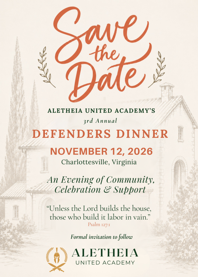 Save the Date: Aletheia United Academy's 3rd Annual Defenders Dinner, Nov 12, 2026